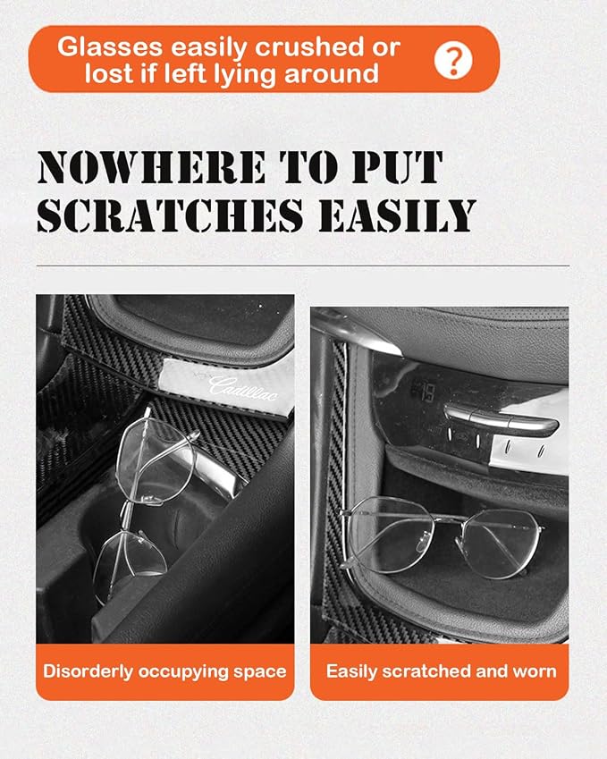 Sunglasses Clip for Car Visor, Magnetic Leather Eyeglass Holder | Sunglasses Holder With Ticket Card Clip for Car Visor Accessories (Orange) - Image 3