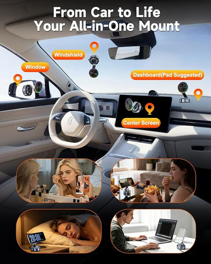 for MagSafe Car Mount Charger, 15W Fast Charging Magnetic Wireless Car Charger, Vacuum Magnetic Phone Holder [120LBS Ultra Suction Cup & 3800gf Magnet ] 780° Dashboard Car Bracket for iPhone & Android - Image 6