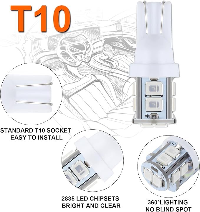 iFunyLED 24 Pieces Dome Light LED Car Interior Bulb Kit Set 194 T10 DE3175 578 31mm 42mm Bulbs Interior Replacement Lights for Car Map License Plate Door Side Marker Cornering Trunk Light - Blue - Image 6