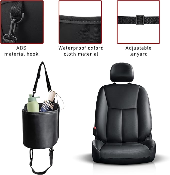 Car Seat Side Large Cup Holder, Waterproof Cup Holder Expander Adapter Bag, Multifunctional Hanging Storage Organizer for Drink Water Bottle, Essential Road Trip Car Accessories - Image 3