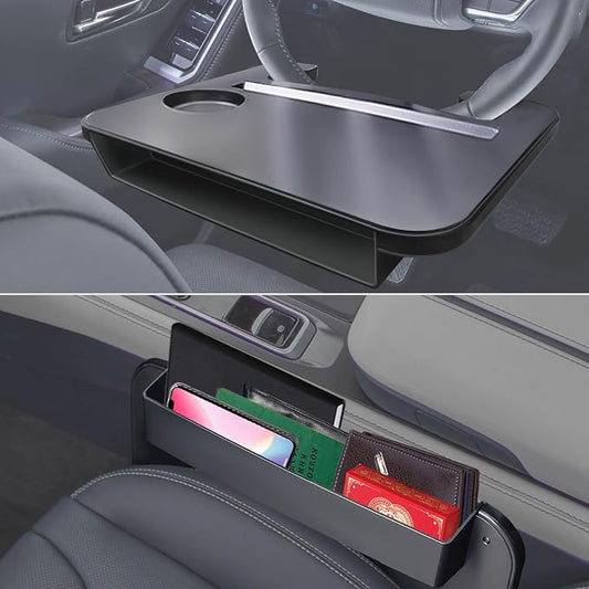Steering Wheel Tray - 2 in 1 Car Seat Gap Filler Organizer, Multipurpose Table Tray for Eating, Drinking, Laptop by TueouMall