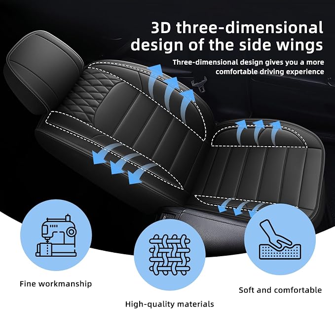 Car Seat Covers Fit for Honda Pilot 2007-2015 Full Set | Faux Leather Waterproof Automotive Seat Protectors,Compatible with Airbags,Easy to Install,5 Seats Black - Image 6