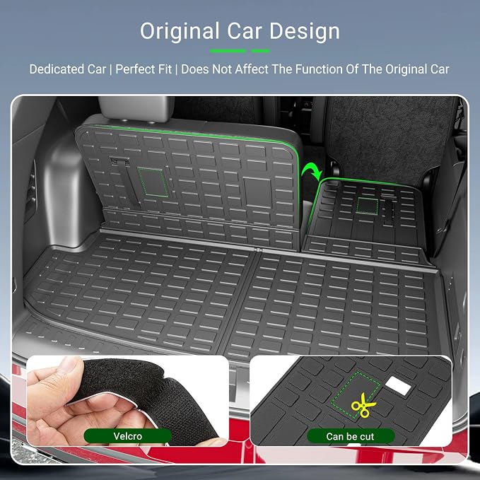 xipoqix 7&8 Seats Cargo Mat Compatible with 2018-2024 Chevy Traverse | Backrest Mat TPE Cargo Liner Trunk Liner Replacement for 2018-2024 Chevy Traverse Accessories (Trunk Mat+Backrest Mats) - Image 2