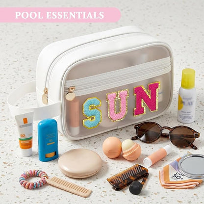COSHAYSOO Clear SUN Makeup Bag Sunscreen SPF Pouch Beach Pool Lake Spa Travel Cosmetic Toiletry Stuff Organizer for Women Teenage Girls Mothers Day Nurse Appreciation Graduation Preppy Gifts - Image 4