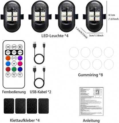 Upgraded 4PCS Mini Car Wireless LED Strobe Lights with Remote Control Wireless LED Lights for Car Motorcycle Bicycle Bike USB Rechargeable 8-Color Car Ambient Lighting Car Led Lights Interior - Image 6