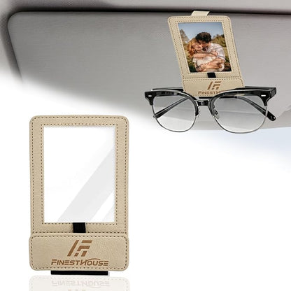 Magnetic 2-in-1 Sunglass & Photo Holder for Car Visor, Leather Anti-Slip No-Fall No-Slide, Fits SUV Truck RV - Image 2