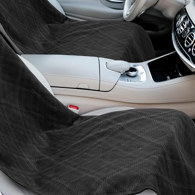 Hahafelt 1 Pack Car Seat Towel Cover with Storage Bag, Black Plaid Style | 63 x 32 in Car Towel Seat Cover Non Slip Waterproof, Gym Workout Swimming Running, Machine Washable Sweat Absorbent Protector - Image 3