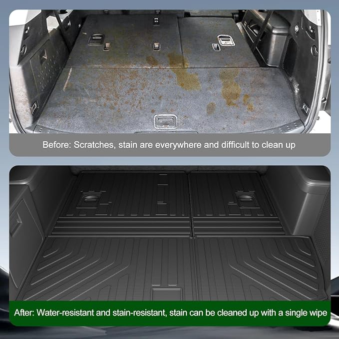 xipoqix Cargo Mat Backrest Mat Compatible with 2009-2015 Honda Pilot | TPE Cargo Liner Back Seat Protector Trunk Mat Replacement for 2009-2015 Honda Pilot Accessories (Trunk Mat with Backrest Mat) - Image 3