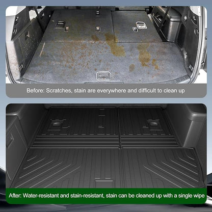 xipoqix Cargo Mat Backrest Mat Compatible with 2009-2015 Honda Pilot | TPE Cargo Liner Back Seat Protector Trunk Mat Replacement for 2009-2015 Honda Pilot Accessories (Trunk Mat with Backrest Mat) - Image 3