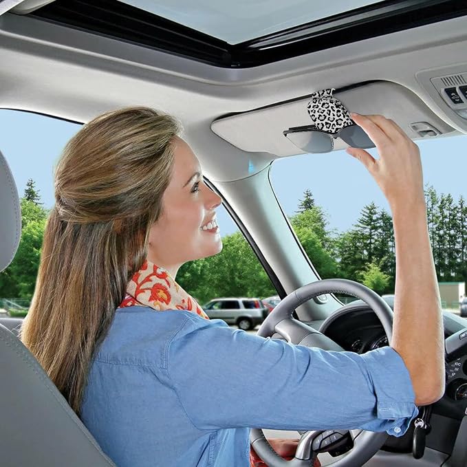 2 Pack Sunglass Holder for Car Visor, Universal Magnetic Car Sunglass Holder for Different Size Eyeglasses, Car Visor Accessories (Leopard-White) - Image 7