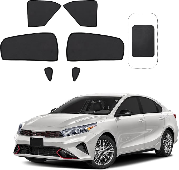 Front Side Half Window Shade Foldable Custom Fit for Kia Forte 2019-2023 Car Window Shades for Side Window Sun Shade UV Protection Heat Insulation for Camping Sleeping 6PCS by FannycCargoCover