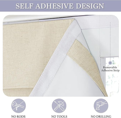 RYB HOME 100% Blackout Curtains Sidelight Window, Linen Textured | Linen Textured, Block Views, Privacy Sidelight Blids, For Glass Door School Office Nursery, W12 x L69, Beige, 1 Panel - Image 2