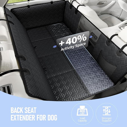Dog Car Seat Cover for Back Seat, Hard Bottom Back Seat Extender for Dog | Supports 400lbs, Waterproof, Heavy Duty, Scratch Resistant, Dog Hammock for Full-Size Trucks/SUV, Black, 60 Inch - Image 2
