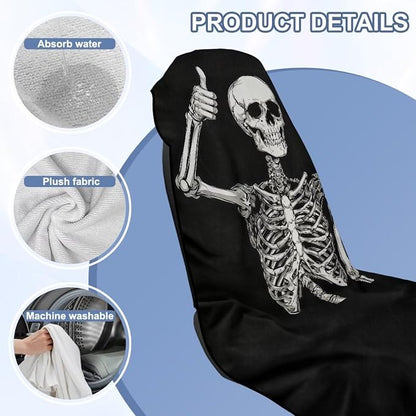 Funny Skeleton Towel Seat Covers for Cars Front Seat Towel Cover | Skull Skeleton Sweat Seat Cover Protector Universal Non Slip Waterproof Sweat Protector with Storage Bag for Yoga Beach Gym - Image 6