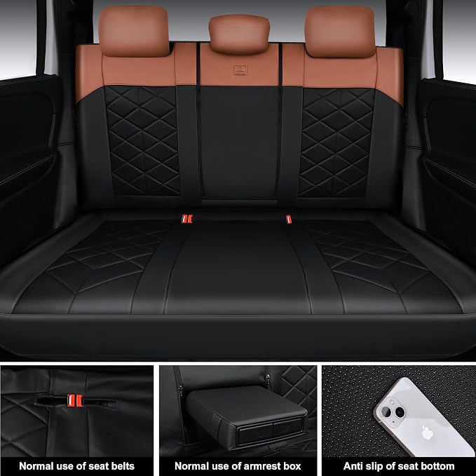 CAR PASS Memory Foam Leather Seat Covers Full Set, Breathable Perforated Nappa Leather Seat Covers Universal Fit for Cars,SUV,Truck Seat Covers Thick 3D Foam Comfortable, Airbag Compatible Black Brown - Image 5