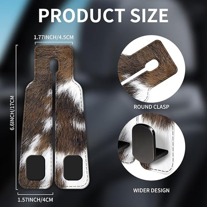 Car Seat Headrest Hook, Universal Leather Cute Hanger Holder Hook, Storage Organizer Interior Accessories for Purse Bags Handbag Brown White Cowhide - Image 5