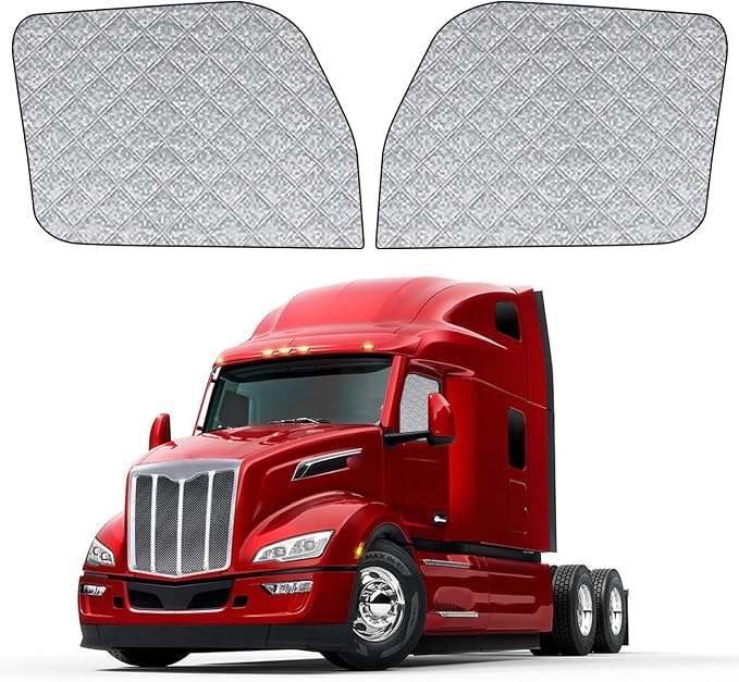 2 Pcs Side Window Sun Shade for Peterbilt 579 567 14-26 | Fits 579 (2022-2026) & 567 Semi Truck Day Cab Sleeper, 6-Layer 210T Heat Blocker, Blackout Privacy Cover, Foldable by Federedevo