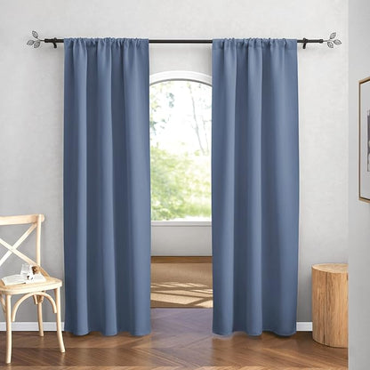 RYB HOME Blackout Curtains for Bedroom Living Dining Room 84 inches Long | Privacy Protection,Thermal Insulated,Sunlignt Heat Blocking,Drapes for Nursery Rental Room,W42 x L84,Stone Blue,2 Panels - Image 2