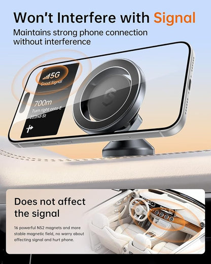 SYNCWIRE MagSafe Car Mount, Adjustable Magnetic Phone Holder, Space Gray | 360° Rotating Strong Magnet Phone Mount with 3M VHB Adhesive, Compatible with iPhone 17/16/15/14/13/12 & MagSafe Cases - Image 6