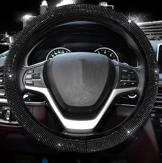 Steering Wheel Cover for Women 15 1/2 inches-16 inches Bling Bling Crystal - Image 2