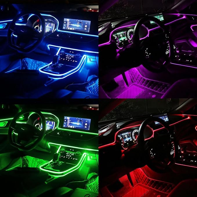 USB Car LED Lights, Interior Car Lights Strip with APP and RF Remote Control, 5 in 1 Ambient Lighting with 276 inches Fiber Optic Music Sync Simple Installation EL Wire Lights (5 in 1/276 inches) - Image 7