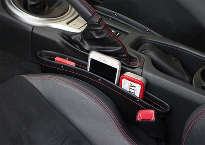 iJDMTOY Black Leather Car Side Pocket Organizers, Car Seat Catchers Compatible With Key, Wallet, Cell Phone, Sunglasses, etc - Image 5