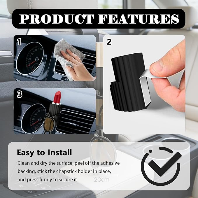 2026 Upgraded Car Chapstick Holder No Melt with Car Sunglass Holder,Silicone Stylish Chapstick Holders for Cars as Lipstick Storage,Portable Insulated Cars Lip Balm Holders - Image 6