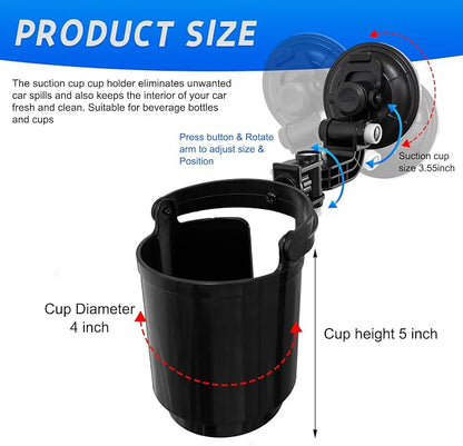 Recessed Folding Cup Drink Holder, Premium Quality Sturdy Folding Car Console Bottle Can Holder, Adjustable Automotive Drink Holder with Suction Cup, Car Accessories - Image 2