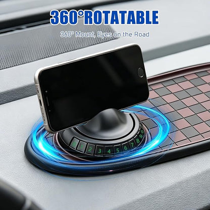 Multifunctional Car Anti-Slip Mat, 360° Rotatable Car Anti Slip Mat Phone Holder, Universal Dashboard Pad with Temporary Parking Number, Dashboard Accessories for Sunglass Chapstick (Black Brown) - Image 3