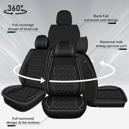 Car Seat Covers for Subaru Forester 2007-2026 2027 Full Set Faux Leather | Waterproof Breathable Scratch Resistant 360° Wrap Airbag Compatible Easy Clean (5 Seats,Black) - Image 7