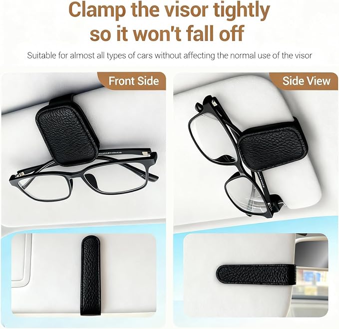 Sunglass Holder for Car, Universal Magnetic Glasses Holder Visor Sunglass Clip Visor Clips, Car Visor Organizer Accessories for Men and Women (1, Black) - Image 3