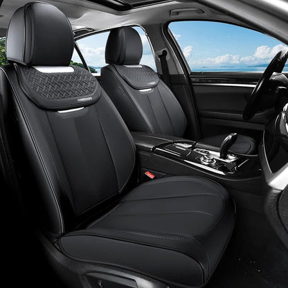 Coverado Car Seat Covers Front Seats, Nappa Leather Front Seat Covers, Waterproof Car Seat Cushion, Black Seat Covers Car Seat Protector Interior Accessories Fit for Most Cars by COVERADOAUTO