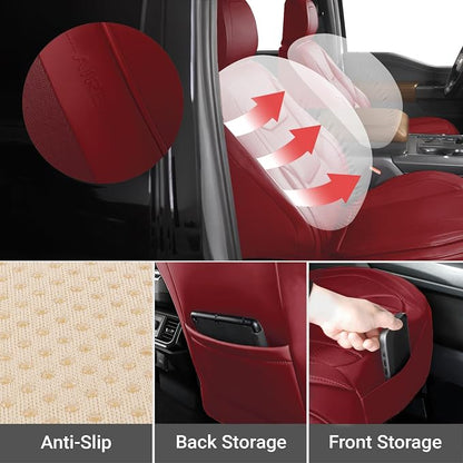 Coverland Custom SUV Car Seat Covers for 2020-2025 Subaru Outback | Premium Waterproof Faux Leather Non-Slip Memory Foam Airbag Compatible Custom Fit Interior Protector [Front Seat-Wine Red] - Image 6