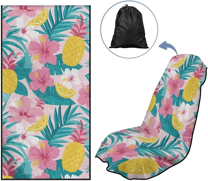 SEANATIVE Car Towel Seat Covers, Washable Seat Protector, One Towel Cushion Cover, Fit Beach Swimming Outdoor Sports, Universal Fit Most Cars Trucks SUVs, Hibiscus Pineapple Print - Image 5