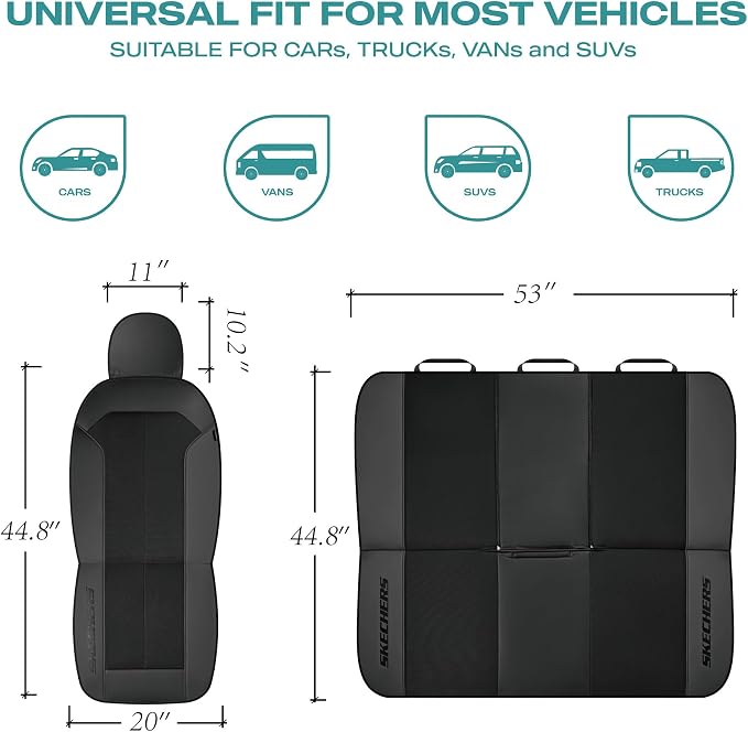 Skechers Car Seat Covers,GOGA Mat Oxford Cloth Seat Covers,Waterproof Car Seat Covers Full Sets,Automotive Universal Fit Seat Cover for Most Cars, Suvs, Trucks,Black - Image 6