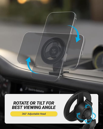 Scosche MagSafe Car Mount, Magnetic Phone Holders for Your Car Dashboard, Strong Magnetic Hold, 360° Rotatable Car Phone Holder Mount for iPhone 17 16 15 14 13 12 Includes Magnetic Ring, 2-Pack - Image 4