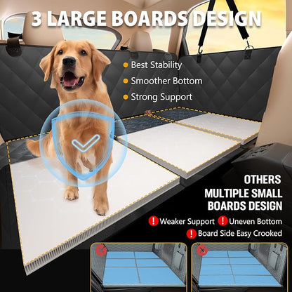 Hard Bottom Dog Car Seat Cover for Back Seat, Back Seat Extender | Dog Hammock for Car, SUV, Sedan, Holds 420lbs,Large Space, Sturdy Oxford, Waterproof, Mesh Window, Anti Scratch, Non-Slip - Image 3