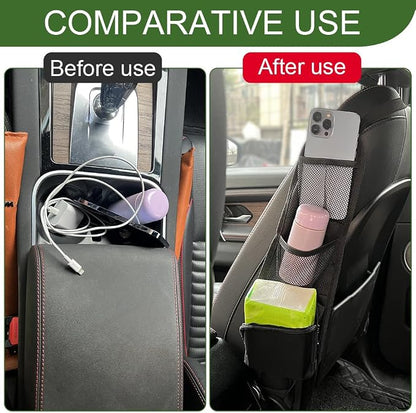 Car Seat Side Storage Pocket, Car Seat Organizer Hanging Bag (1, black-2) - Image 5