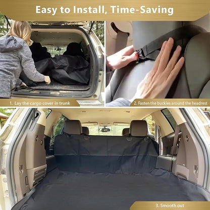 F-color SUV Cargo Liner for Dogs - Trunk Cover with Bumper Flap Protector | Water Resistant Pet Cargo Cover with Non-Slip Mat, Dog Car Seat Cover Prevents Scratches Pet Hair Mud Dirt for Midsize SUVs - Image 9