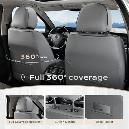 Coverado Car Seat Covers, Seat Covers for Cars, Waterproof Leather Auto Seat Protectors, Leather Car Seat Cushion, Car Interiors Accessories Universal Fit for Most Cars - Image 4