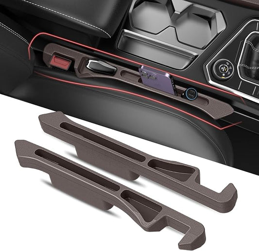 Car Seat Gap Filler 2Pack, Inserts Between Seats Console with Organizer Storage Upgraded Phone Holder Car Side Seat Gap Fillers Cars Front Seats Fill Plug Car Essentials for Vehicle SUV Truck (Brown) by DDTPDE