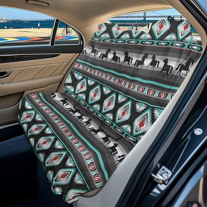 American Western Tribal Aztec Horse Print Waterproof Backseat Cover for Car Trucks Van SUV Jeep, Universal Fit Non-Slip Rear Bench Towel Seat Covers for All Seasons by LACIYISON
