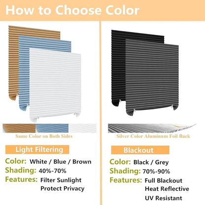 Window Blinds Cordless No Drill Cut to Size Clip On Stick On Self Adhesive Temporary Blinds Pleated Paper Blinds for Windows Doors Shades for Home Nursery Bedroom Kitchen Bathroom | Non-Woven, Light Filtering, Easy Install, Self Adhesive, Pleated Windo... - Image 4