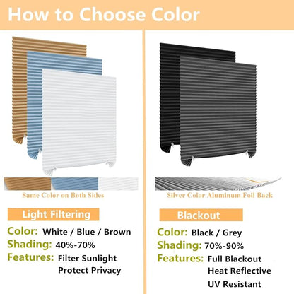 Window Blinds Cordless Blackout No Drill Cut to Size Clip On Stick On Self Adhesive Temporary Blinds Pleated Paper Blinds for Windows Doors Shades for Home Nursery Bedroom Kitchen Bathroom | Non-Woven, Blackout, Easy Install, Self Adhesive, Pleated Win... - Image 4