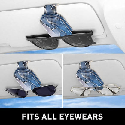 Sunglasses Holder for Car Visor, Magnetic Leather Car Sunglass Holder, Car Sun Visor Glasses Hanger Clip, Car Interior Accessories for Women Men, Fits All Size Eyeglasses - Image 5