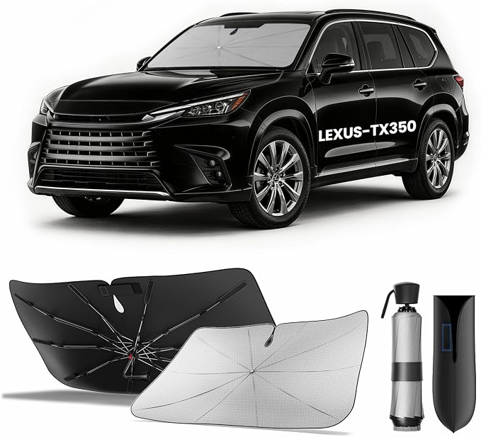 Zanch Windshield Sun Shade Umbrella: 1:1 Custom Fit for Lexus TX350 2024-2026 [99% UV Protection, Up to 75℉ Cooler] Reflective Heat Shield, No Gaps & No Scratches, Foldable Front Sunshade Umbrella by Zanch