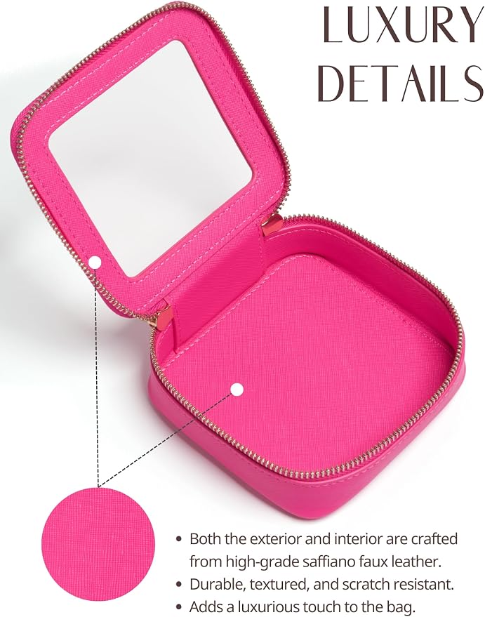 Clear Makeup Case Toiletry Bag Travel Medium Clear Cosmetic Bag with Zipper, Make Up Bag Organizer Traveling TSA Approved Transparent Bag Car for Essentials, Mini & Medium, Hot Pink - Image 7