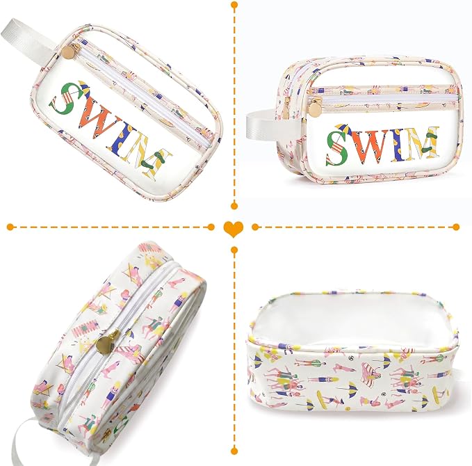 COSHAYSOO Clear SWIM Bag Swimming Pool Accessories Cute Swimmer Team Gifts for Women Teen Girls Bikini Swimsuit Goggle Cap Sunscreen Makeup Storage, Waterproof Beach Vacation Summer Travel Essentials - Image 3
