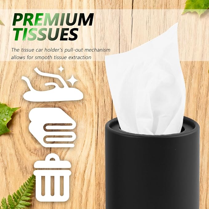 4PCS Car Tissue Holder,Pull-Out Cylinder with 30-Count Tissue | Minimalist Design Fits Cup Holders,Refillable Container,Multipurpose as Trash Can/Coin Holder,Portable for Car/Travel/Office - Image 3