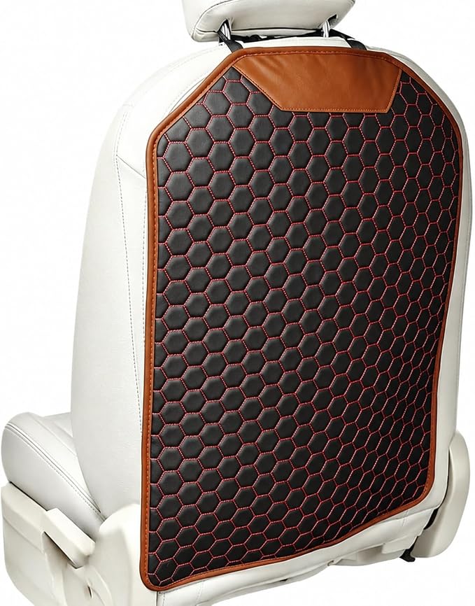 Car Back Seat Protector for Kids' Feet, Waterproof Kick Mat Seat Back Cover, Durable 600D Oxford & Faux Leather Car Seat Back Protector, Easy Clean Universal Fit for Cars SUVs Vans, Red, 1 Pack by QIANKUNCaraccessories